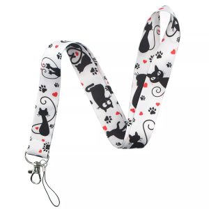 Lanyard Polyester Cruise Travel ID Black Cat Love