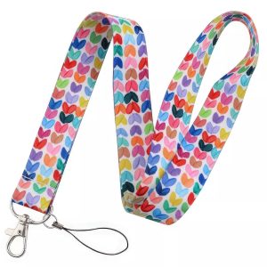 Lanyard Polyester Cruise Travel ID Hearts Painted White