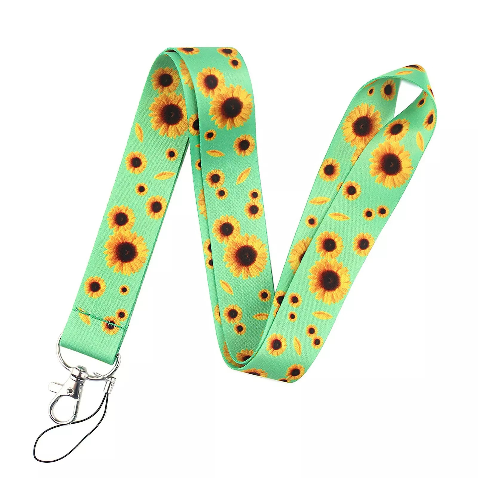 Lanyard Polyester Cruise Travel ID Sunflowers Green