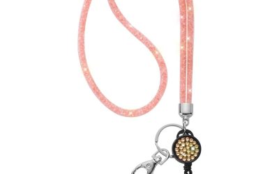 Lanyard Retractable Crystal Bling Cruise Travel ID Champagne