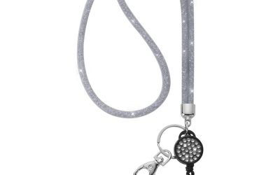 Lanyard Retractable Crystal Bling Cruise Travel ID Silver